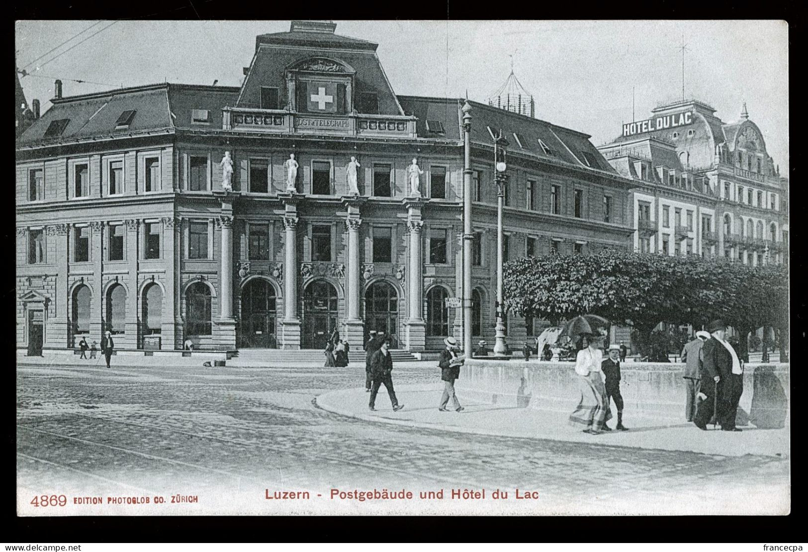 14770 - SUISSE - LUZERN - Postgebäude Und Hôtel Du Lac  - DOS NON DIVISE - Lucerne