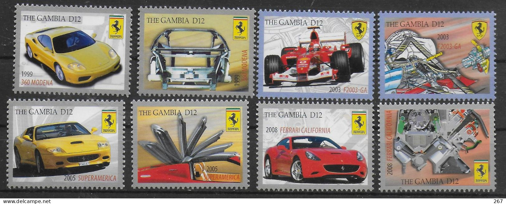 GAMBIE   N° 4985/92  * *   ( Cote 10e ) Voitures Ferrari - Coches