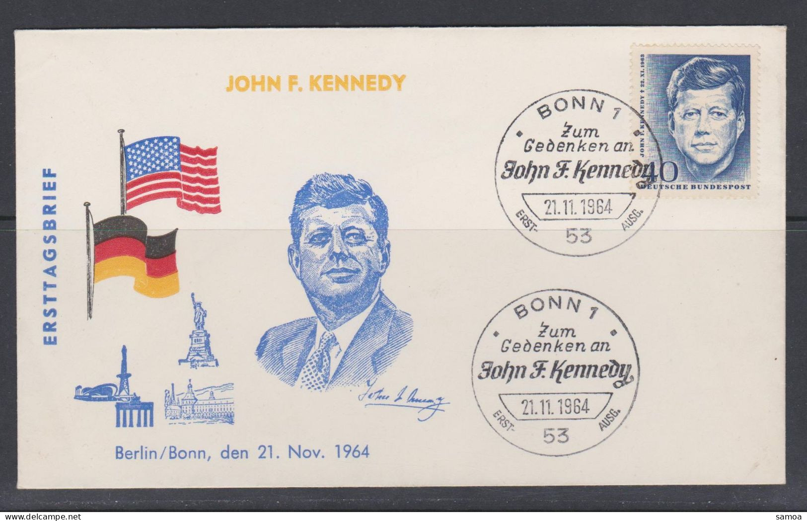 Allemagne FDC RFA 1964 321 Président John F Kennedy Anniversaire De Sa Mort - 1961-1970