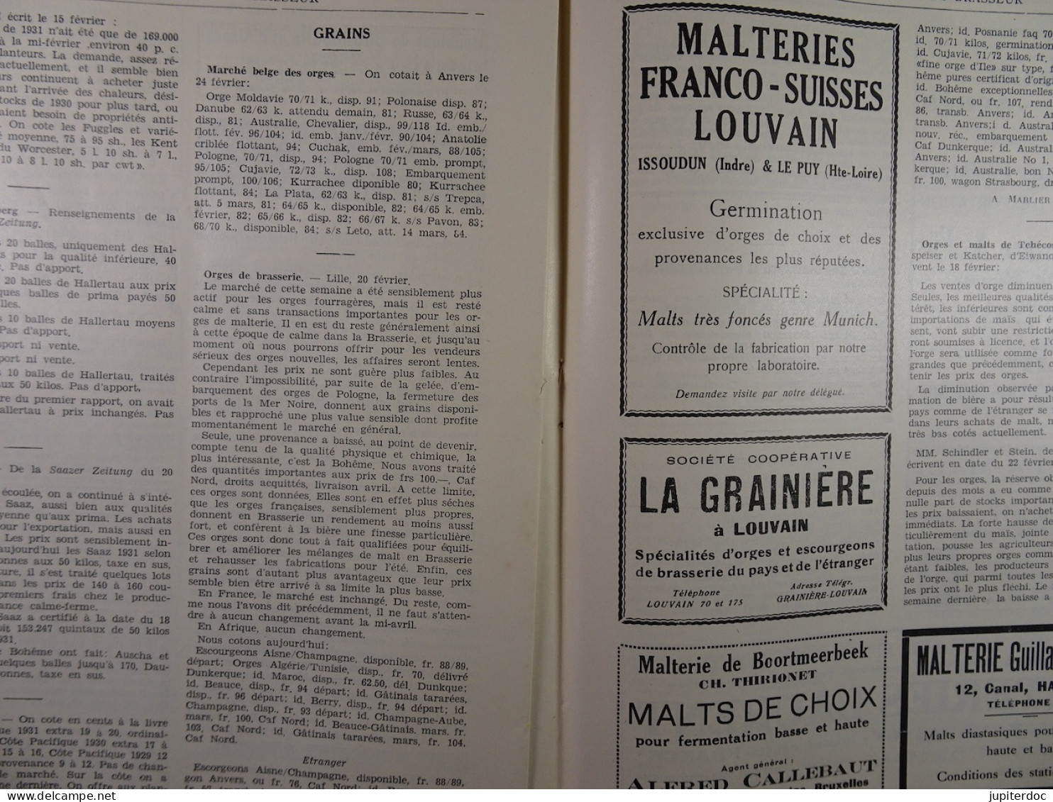 Le Petit Journal Du Brasseur N° 1664 De 1932 Pages 226 à 252 Brasserie Belgique Bières Publicité Matériel Brassage - 1900 - 1949