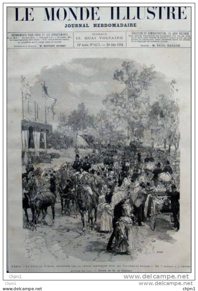 Paris - La Fête Des Fleurs - Organisée Par La Presse Parisienne Pour Les Victimes De Devoir - Page Original 1885 - Documents Historiques