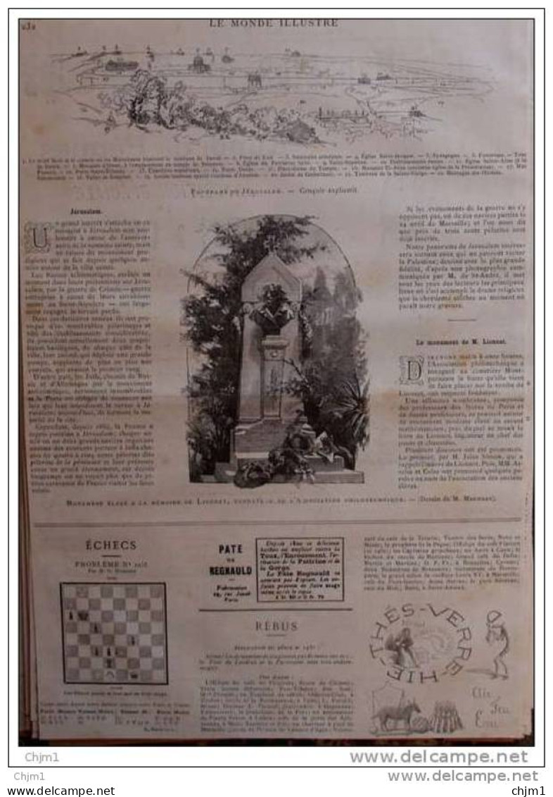 Échecs - Problème N° 1035 Par M. G. Humbert - Schach - Chess - Page Original 1885 - Documents Historiques