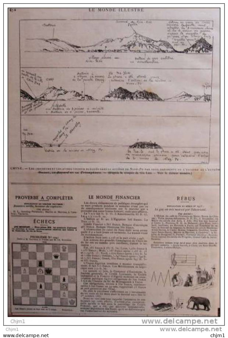 Échecs - Problème N° 1047 Par M. Salvioli à Venise - Schach - Chess - Page Original 1885 - Documents Historiques