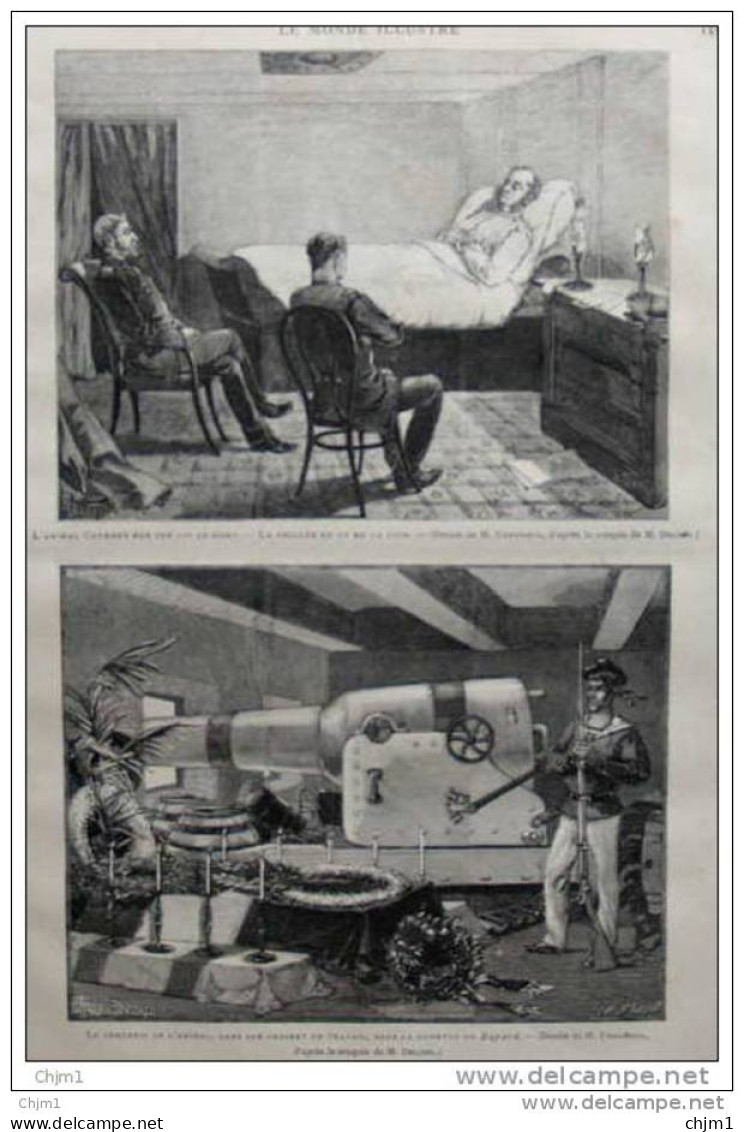 L&acute;Amiral Courbet Sur Son Lit De Mort - Page Original -  1885 - Historical Documents