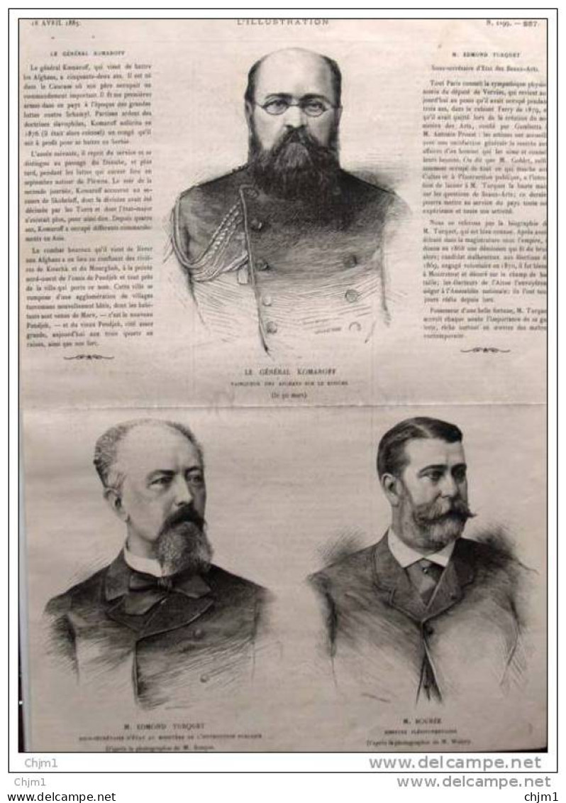 Général Komaroff - Edmond Turquet - M. Bourée - Alter Druck Von 1885 - Historische Dokumente