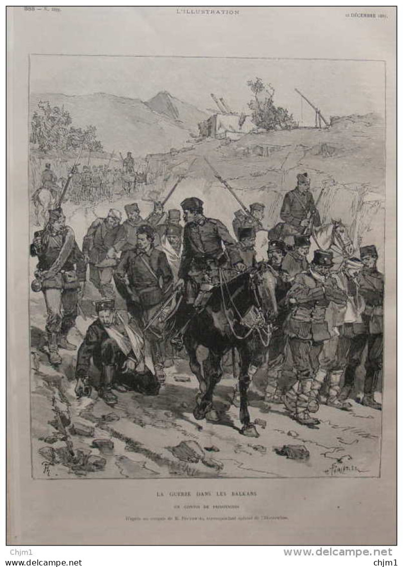 La Guerre Dans Les Balkans - Un Convoi De Prisonniers - Page Original - 1885 - 2 - Historische Dokumente