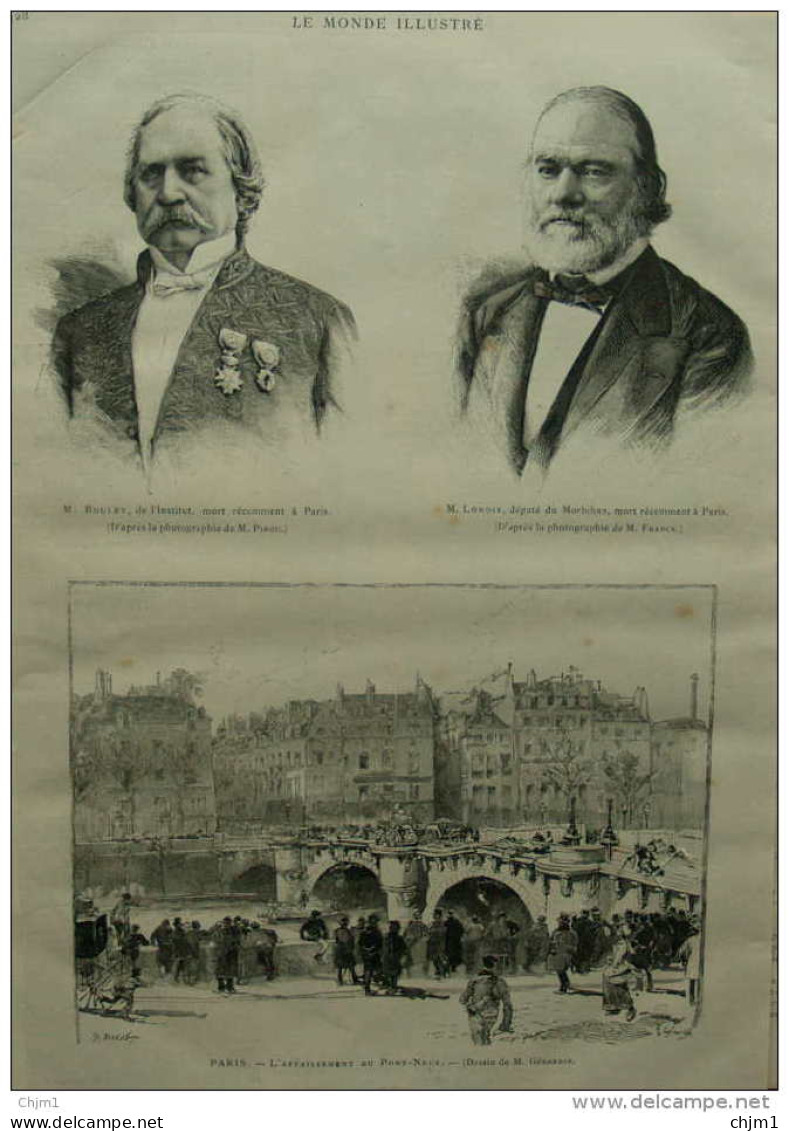 Paris - L'affaissement Du Pont-Neuf - M. Bouley - M. Lorois, Député Du Morbihan -  Page Original - 1885 - Historische Dokumente