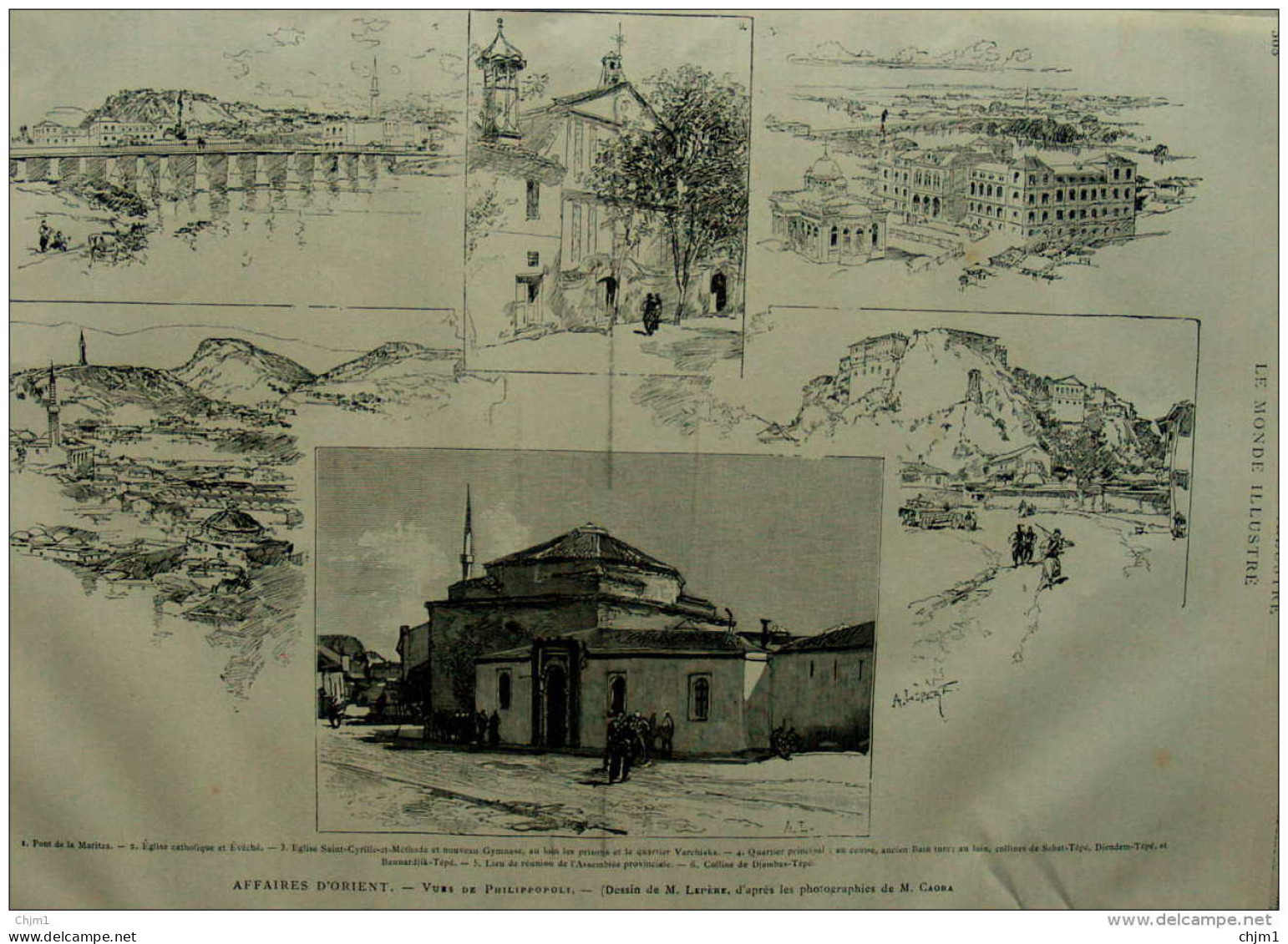 Affaires D'Orient - Vues De Philippopoli -  Page Original - 1885 - Documents Historiques