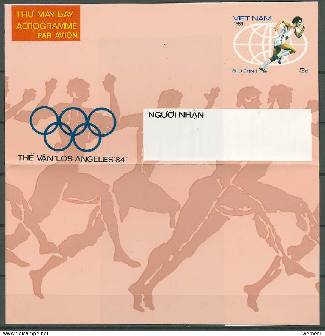 Vietnam 1983 Olympic Games Los Angeles Commemorative Aerogramme - Verano 1984: Los Angeles