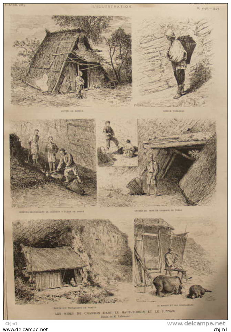 Les Mines De Charbon Dans Le Haut-Tonkin Et Le Junnam - Page Original 1885 - Documents Historiques