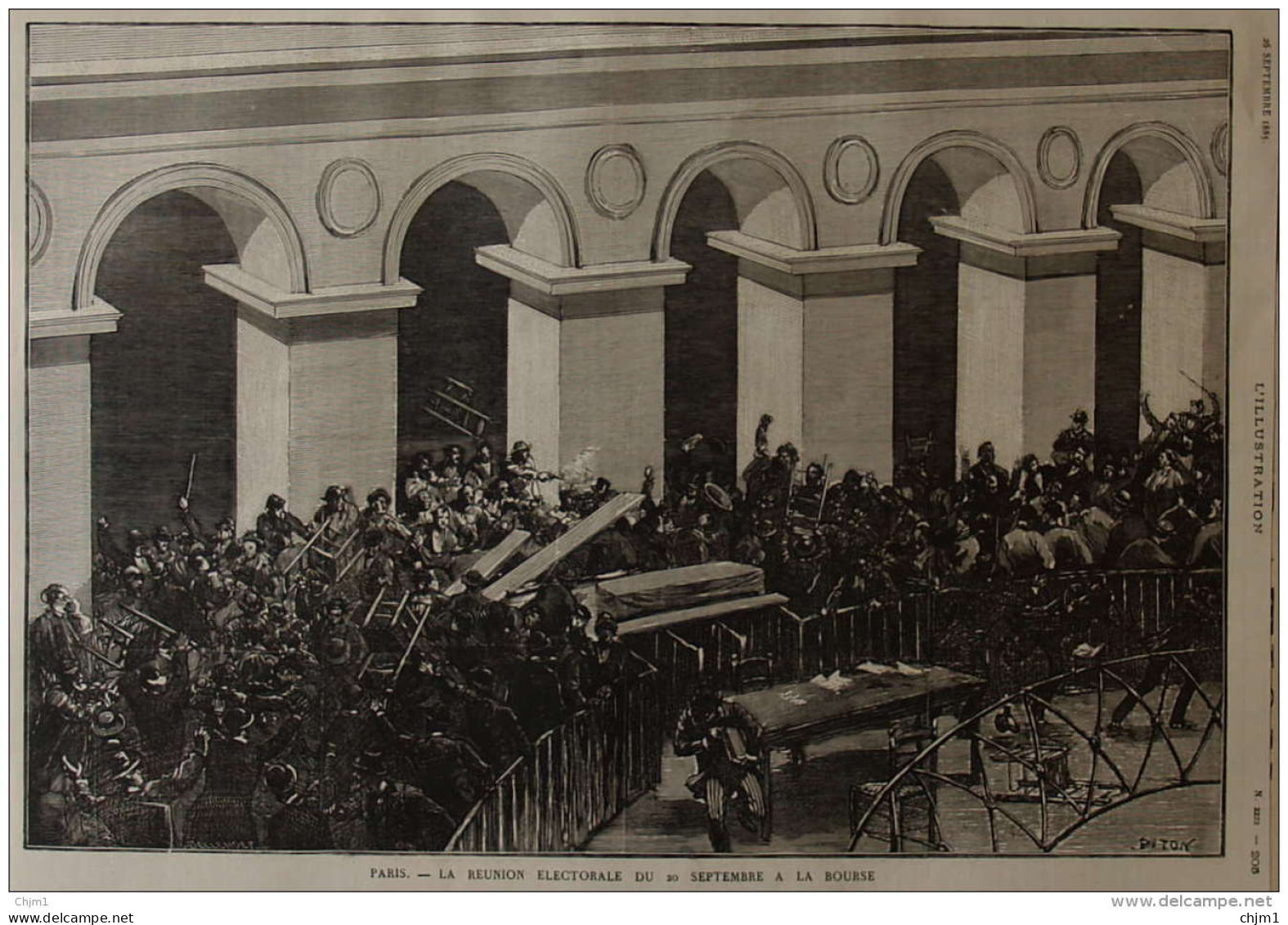 Paris - La Réunion électorale Du 20 Septembre à La Bourse - Page Original 1885 - Historische Dokumente