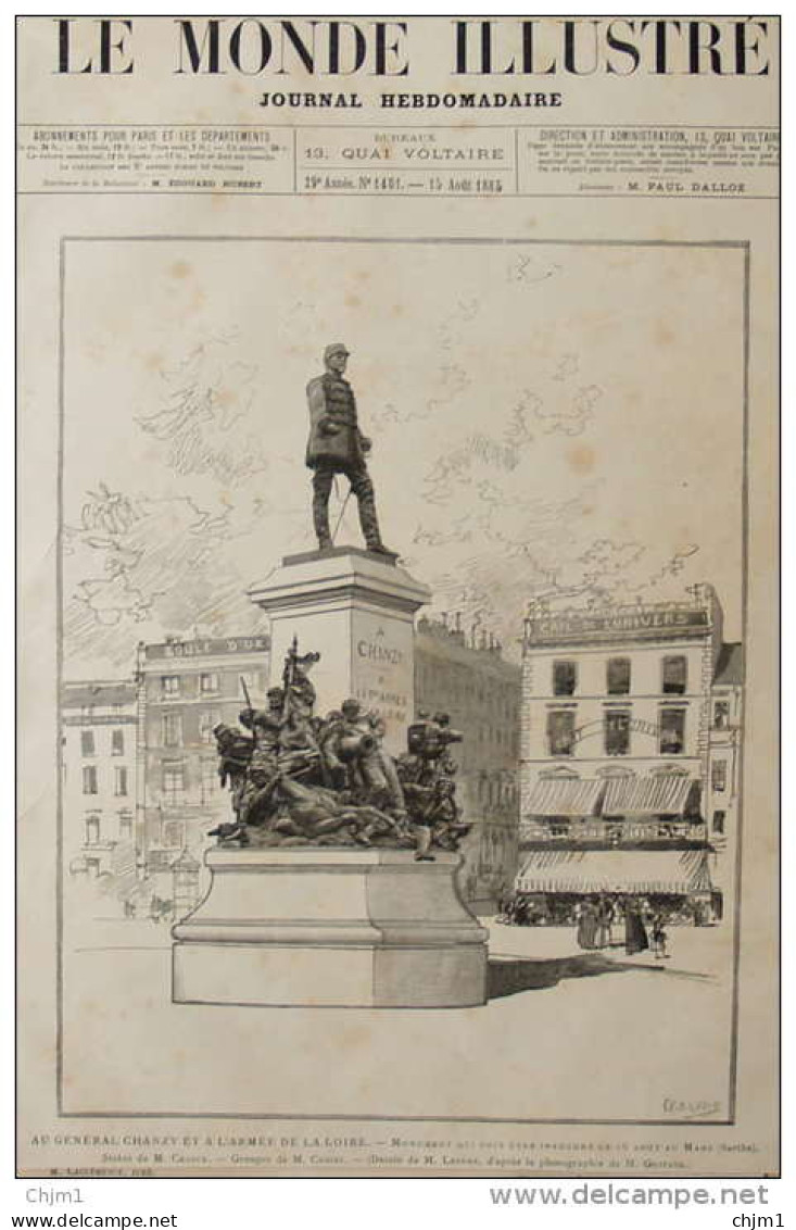 Au Général Chanzy Et à L'armée De La Loire - Statue De M. Crauck - Groupes De M. Croisy - Page Original 1885 - Documents Historiques