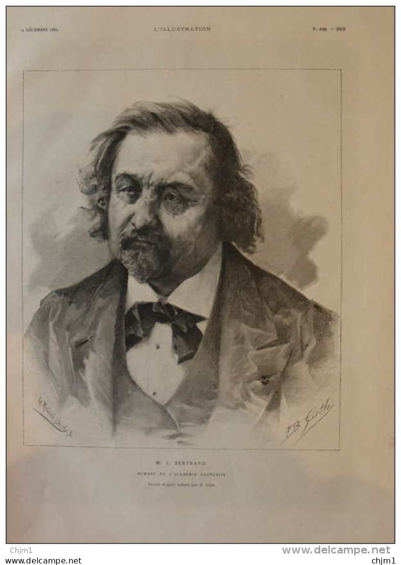 M. J. Bertrand, Membre De L'Académie Francaise - Page Original  1885 - Historische Dokumente