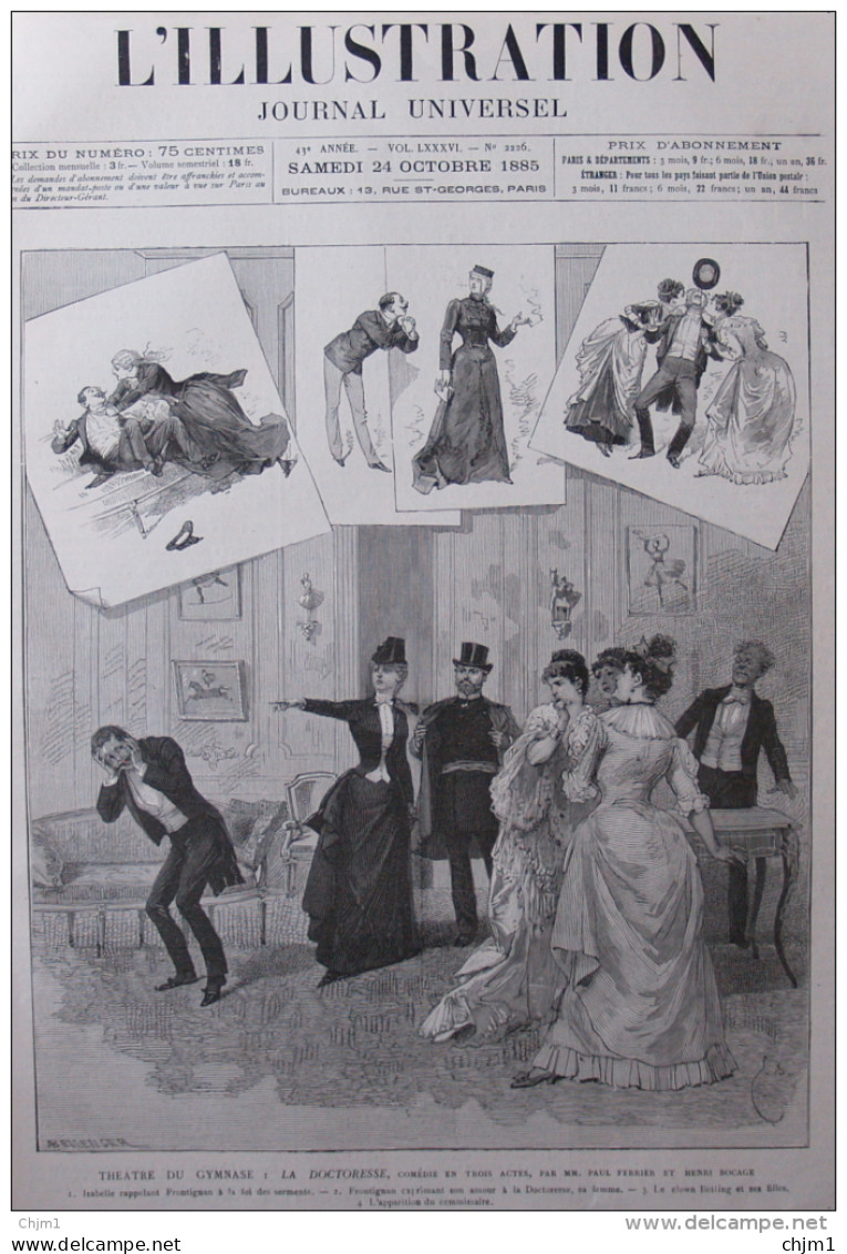 Théâtre Du Gymnase - "La Doctoresse", Comédie Par MM. Paul Ferrier Et Henri Bocage - Page Original - 1885 - Historical Documents