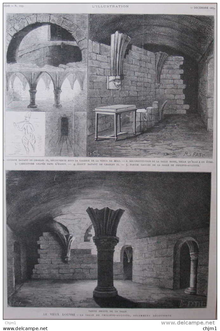 Le Vieux Louvre - La Salle De Philippe-Auguste - Page Original - 1885 - Documents Historiques