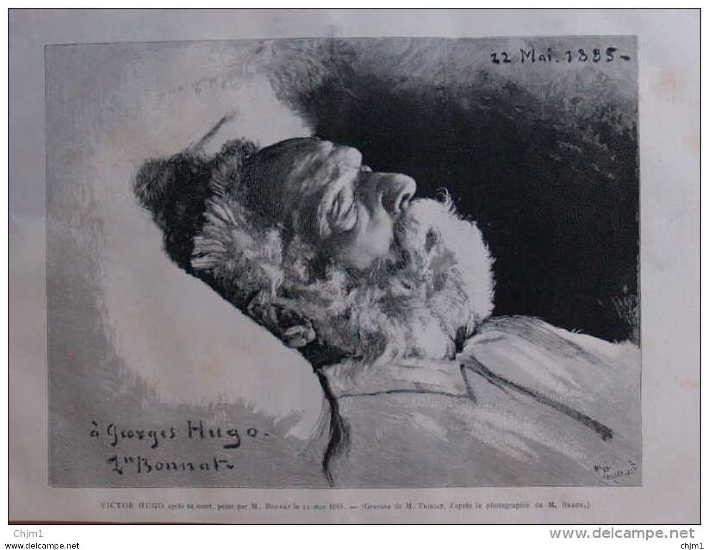 Victor Hugo Après Sa Mort, Peint Par M. Bonnat - Page Original 1885 - Historische Dokumente
