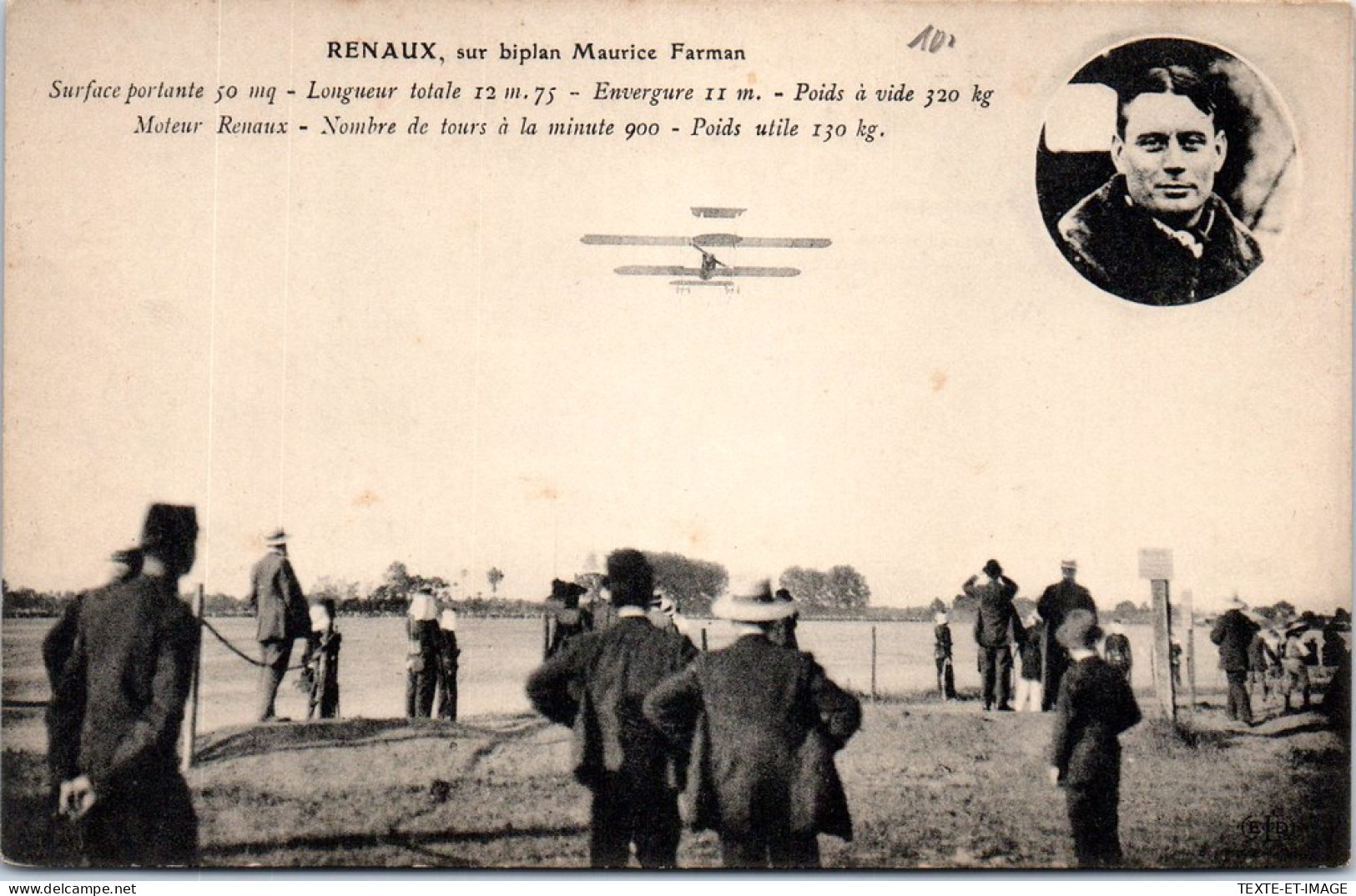 AVIATION - RENAUX Sur Biplan Maurice Farman  - Altri & Non Classificati