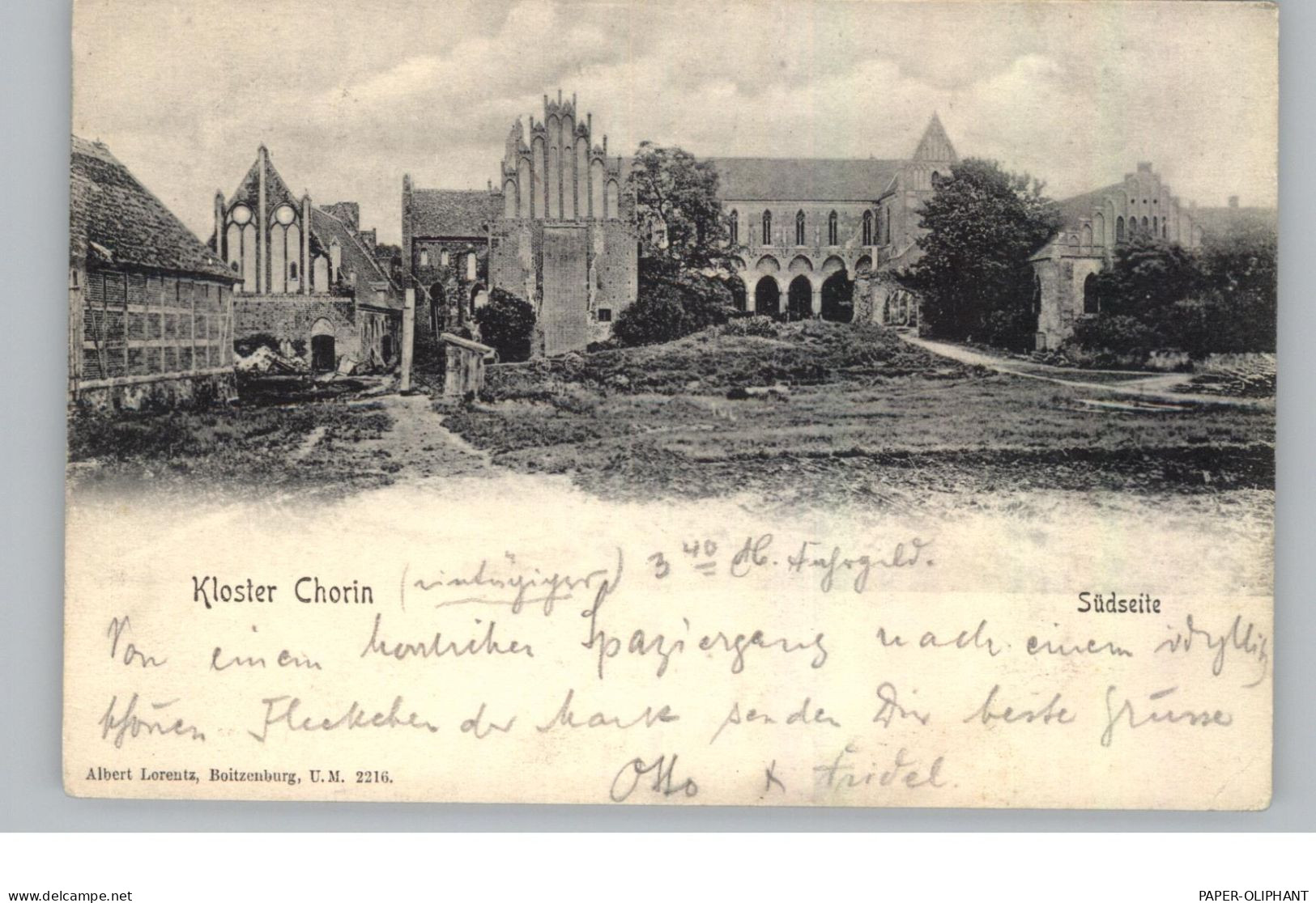 0-1301 CHORIN, Kloster, Südseite, 1904, Verlag Lorentz - Chorin