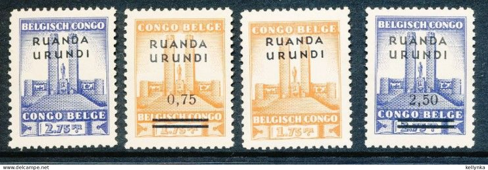 Ruanda Urundi - 122/123 + 124/125 - Monument Roi Albert - 1941/1942 - MNH - Nuevos