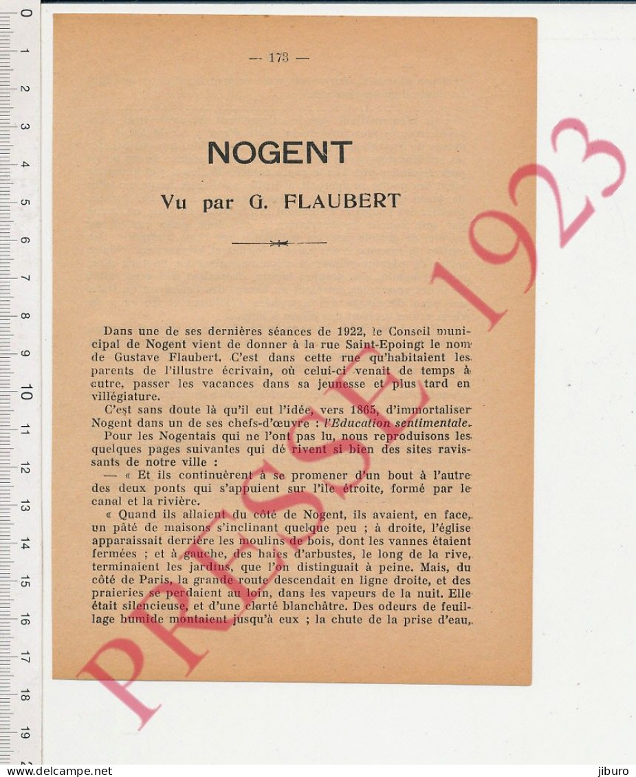 Doc1923 Nogent-sur-Seine Nouveau Nom De Rue Gustave Flaubert à La Place Rue Saint-Epoingt L'Education Sentimentale Livon - Ohne Zuordnung