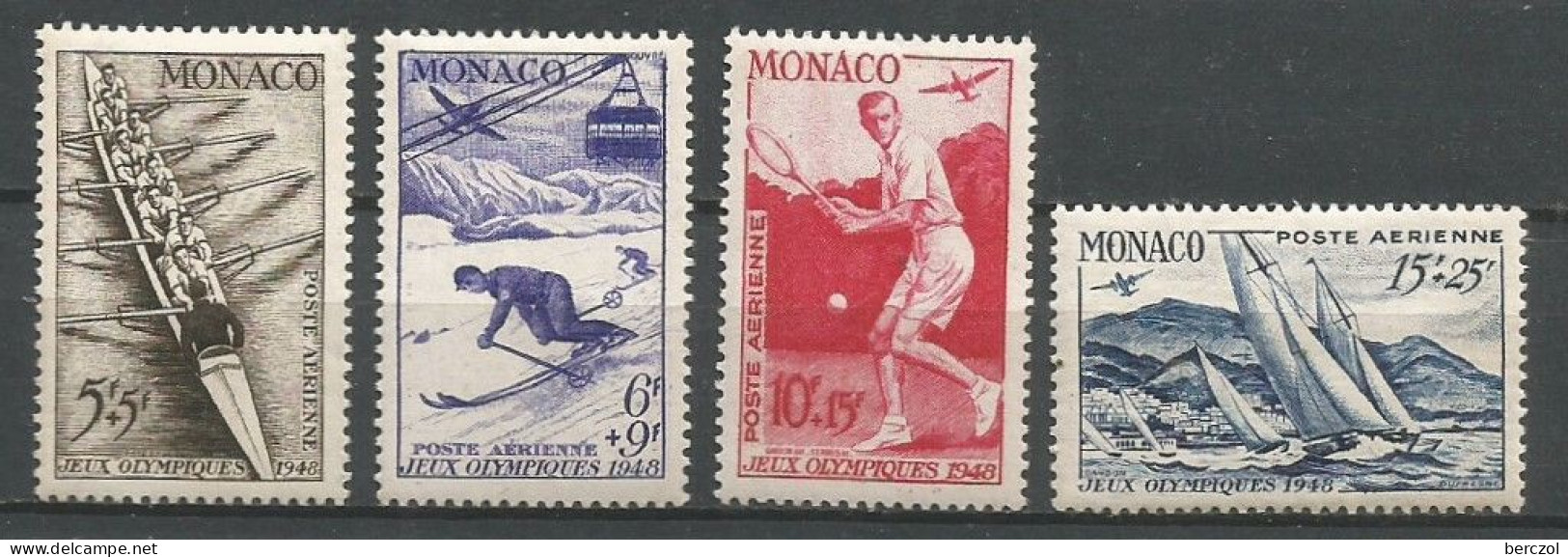 MONACO ANNEE 1948 LOT DE 4 TP PA N° 32 à 35 NEUFS* MH TB COTE 105,00 €  - Airmail