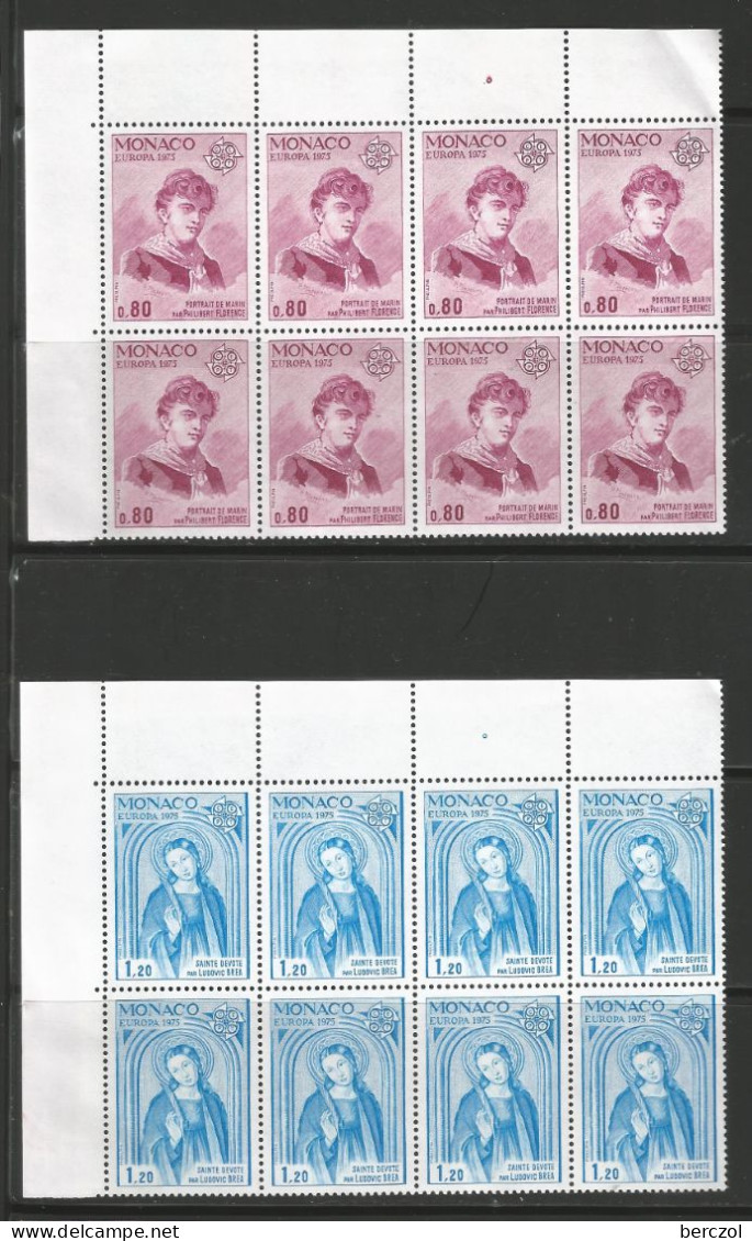 MONACO ANNEE 1975 N°1003, 1004BLOCS DE 8 EXEMPLAIRES NEUFS** MNH COTE 40,00€ - Unused Stamps