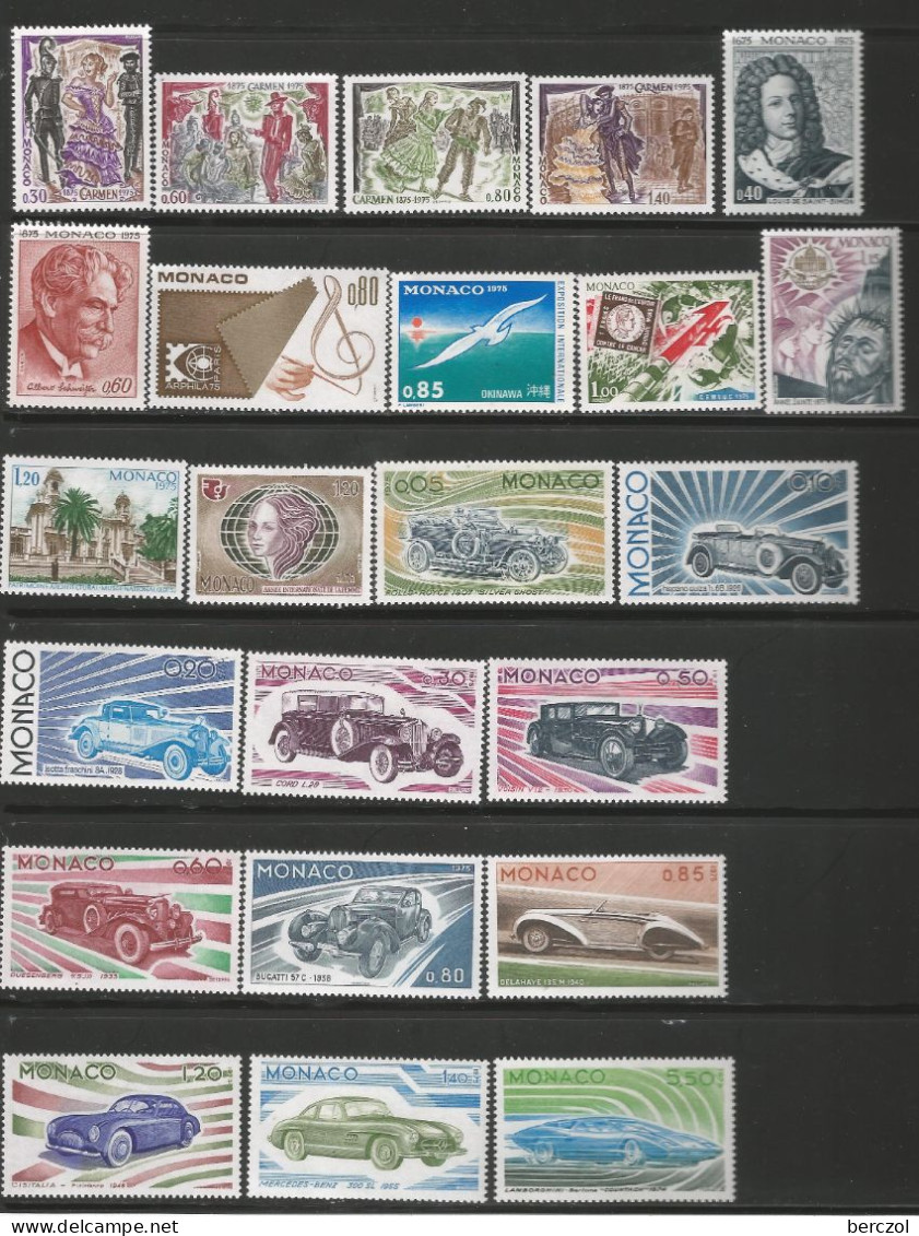 MONACO ANNEE 1975 N°1006 à 1028 NEUFS** MNH COTE 59,60€ - Unused Stamps