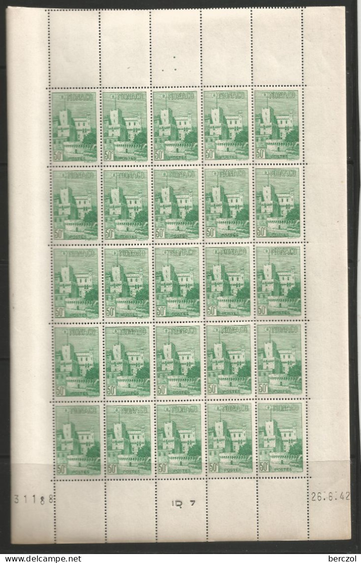 MONACO ANNEE 1939/41 N°174 FEUILLE DE 25 EX NEUFS** MNH TB COTE 25,00 € - Unused Stamps