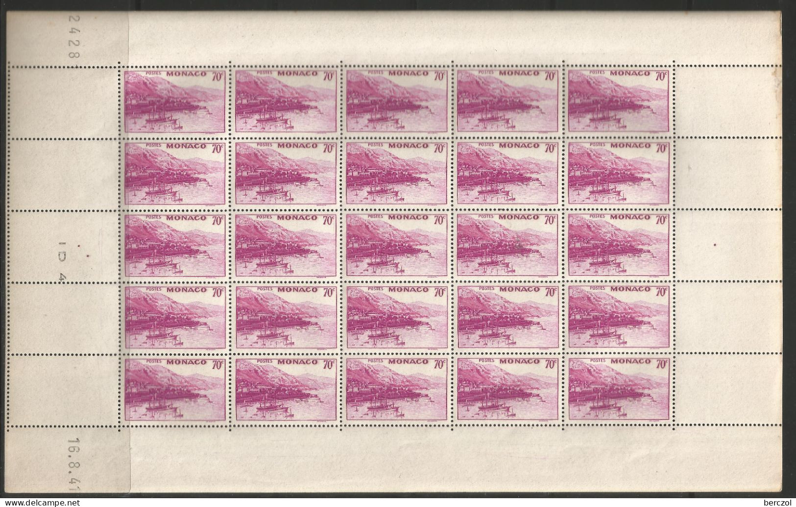 MONACO ANNEE 1939/41 N°175B FEUILLE DE 25 EX NEUFS** MNH TB COTE 25,00 € - Unused Stamps