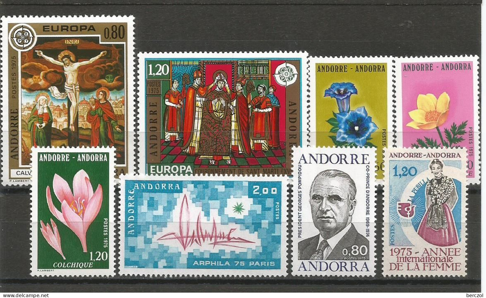 ANDORRE ANNEE 1975 LOT DE 8 TP N°243 à 250 NEUFS** MNH TB COTE 26,40 € - Unused Stamps