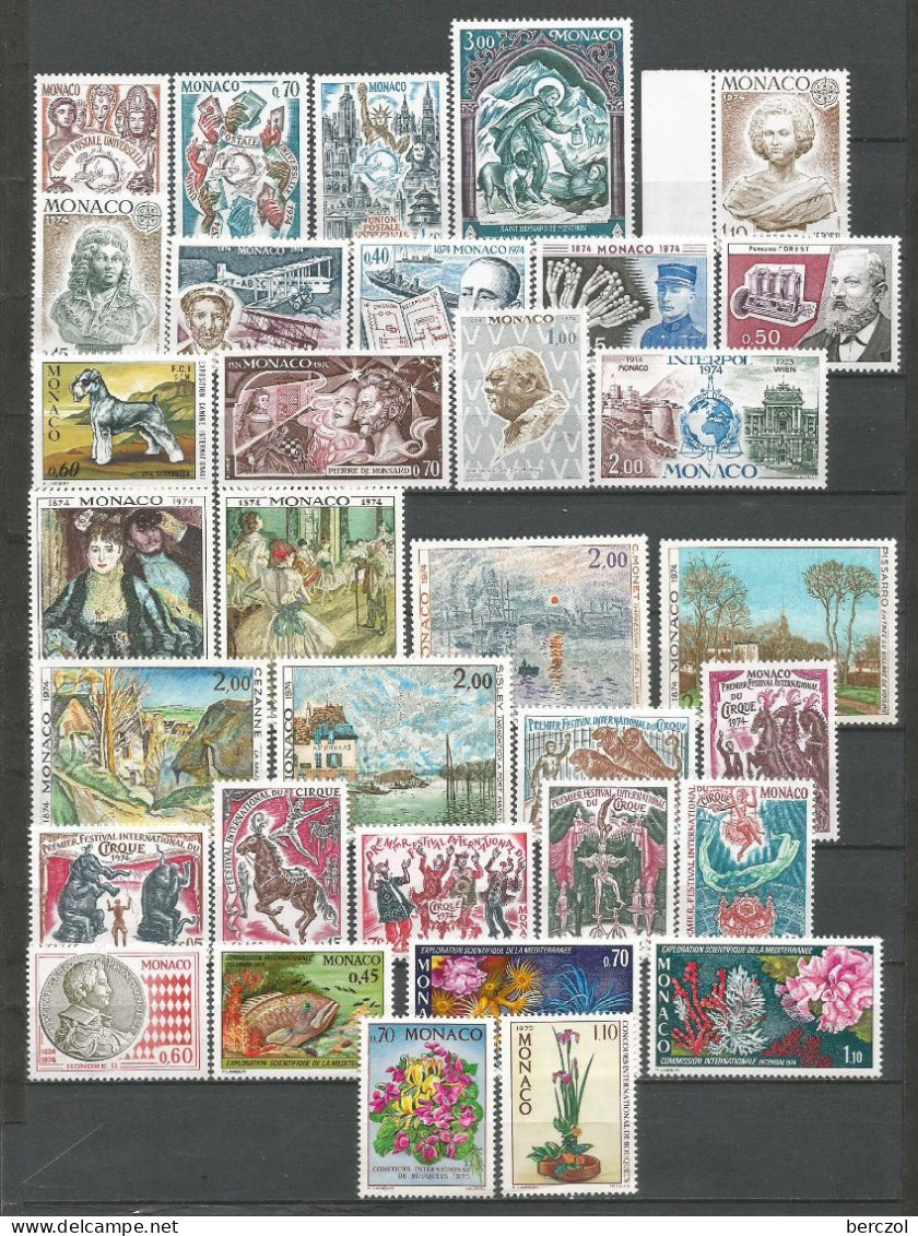 MONACO ANNEE 1974 LOT DE 33 TP N°953 A 985 NEUFS** MNH TB COTE 80,10€ - Unused Stamps