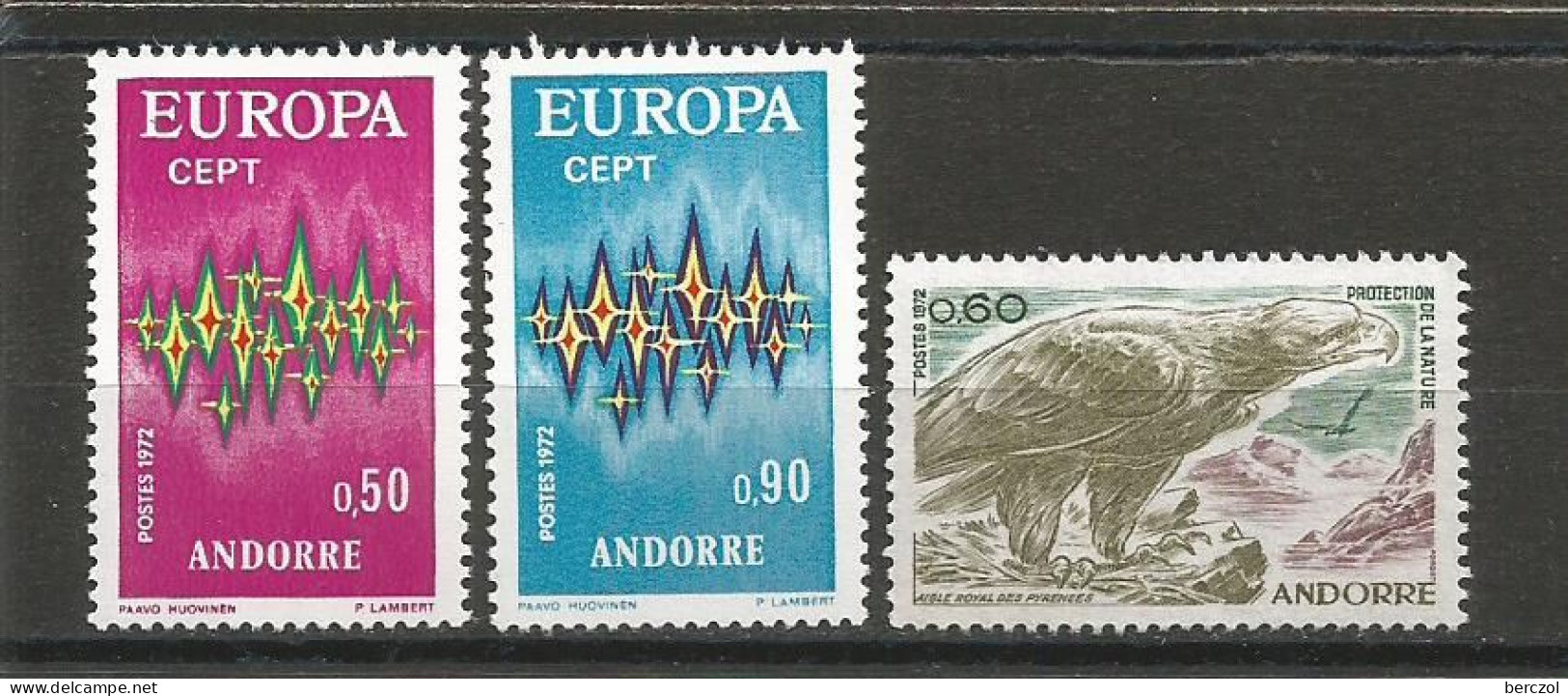 ANDORRE ANNEE 1972 LOT DE 3 TP N°217 à 219 NEUFS** MNH TB COTE 47,00 € - Unused Stamps