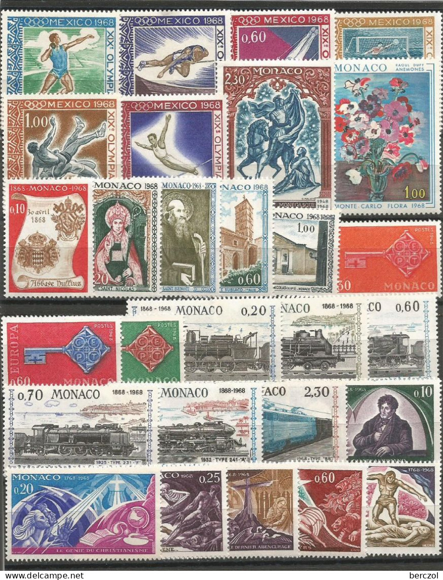 MONACO ANNEE 1968 LOT DE 28 TP N°736 à 763 NEUFS** MNH TB COTE 40,60 € - Unused Stamps