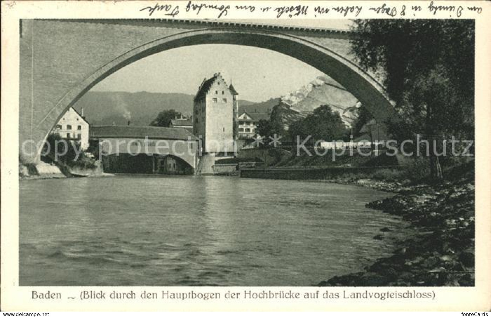 11745028 Baden AG Hauptbogen Der Hochbruecke Mit Landvogteischloss Baden - Andere & Zonder Classificatie