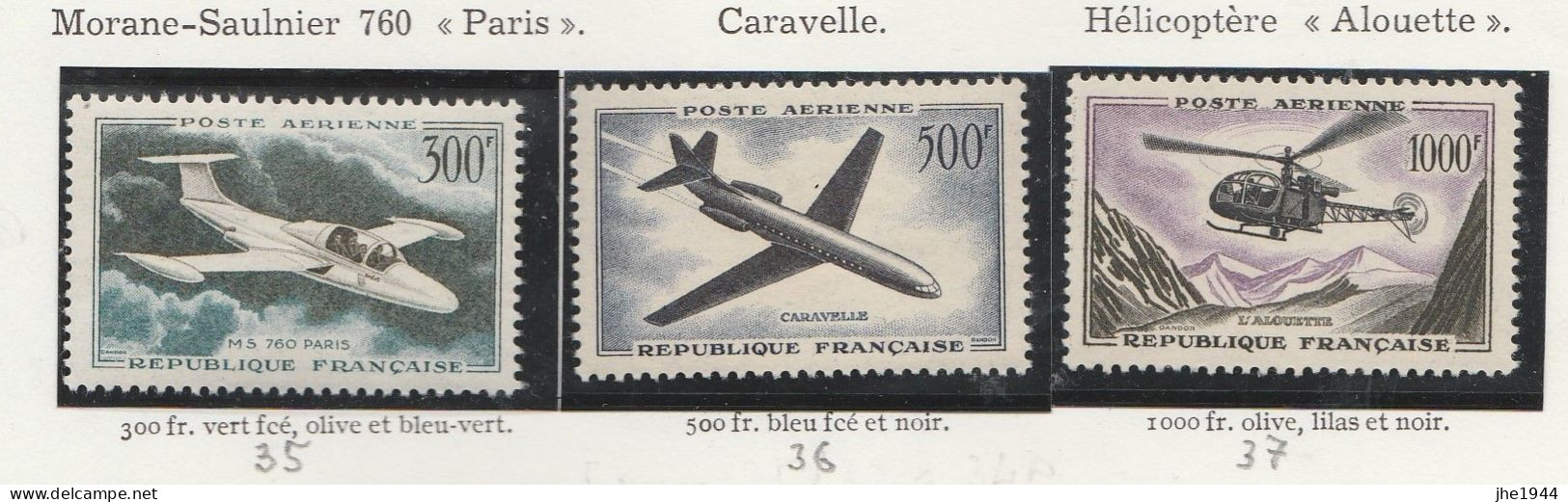 France Poste Aerienne N° 35 à 37** Prototypes - 1927-1959 Mint/hinged