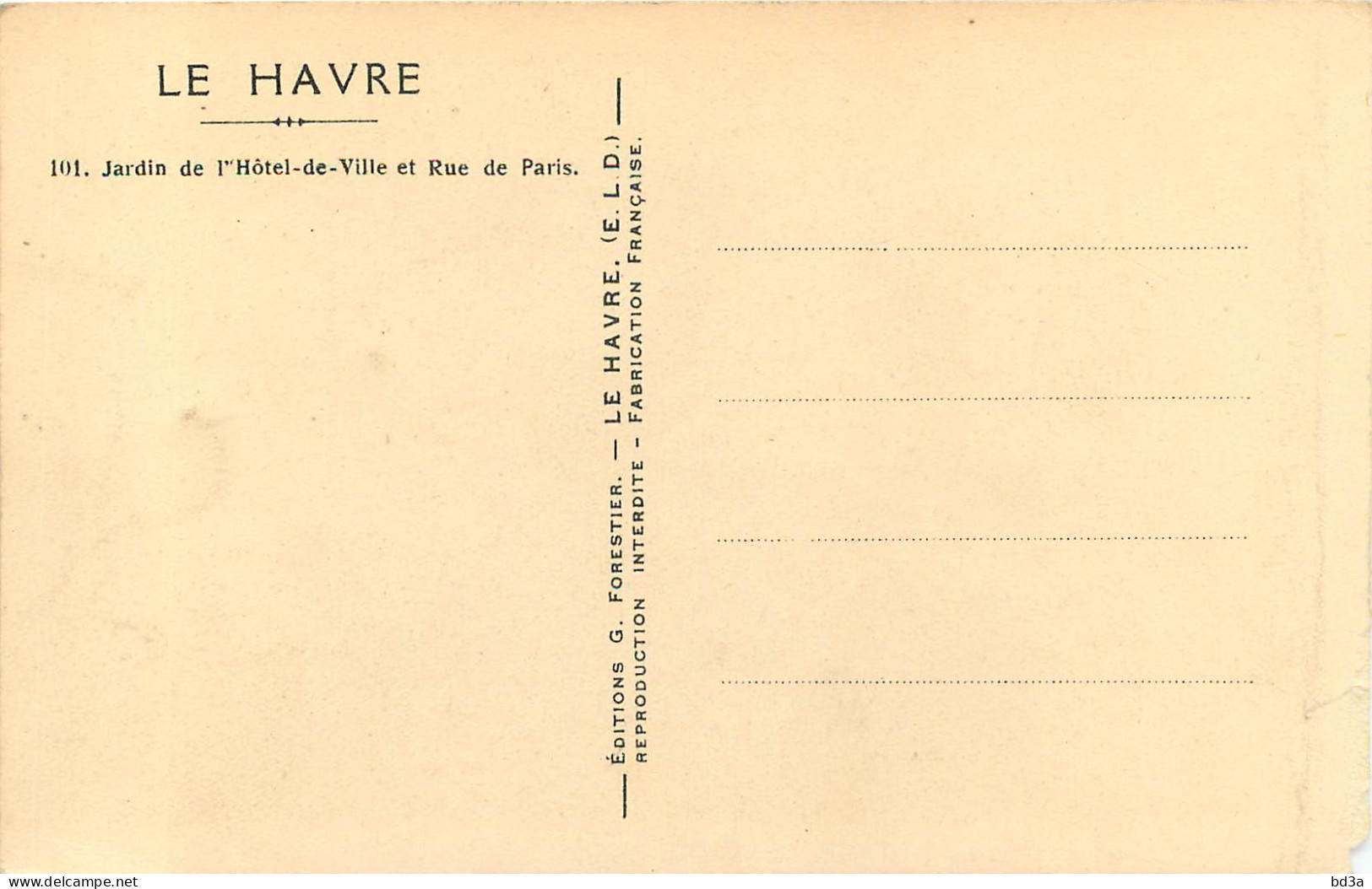   76 -  LE HAVRE - JARDIN DE L'HOTEL DE VILLE ET RUE DE PARIS - Combaz