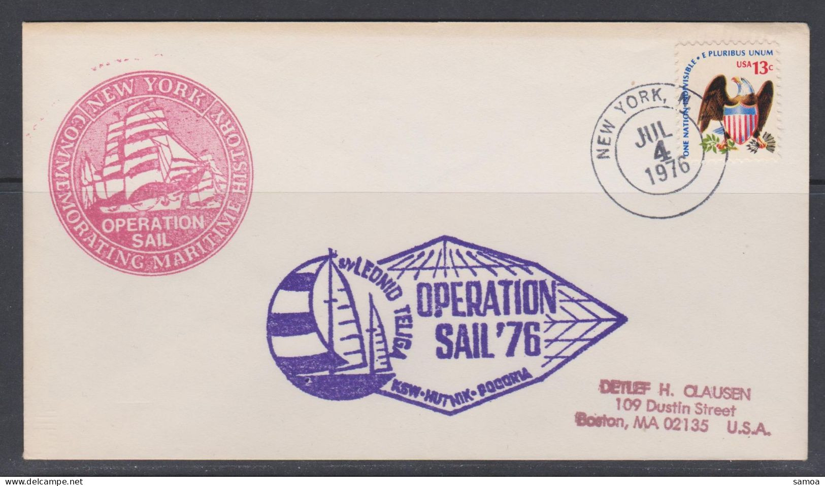 États-Unis Lettre 1976 1073 Aigle Et Armoiries New York Operation Sail’76 Voile - Brieven En Documenten