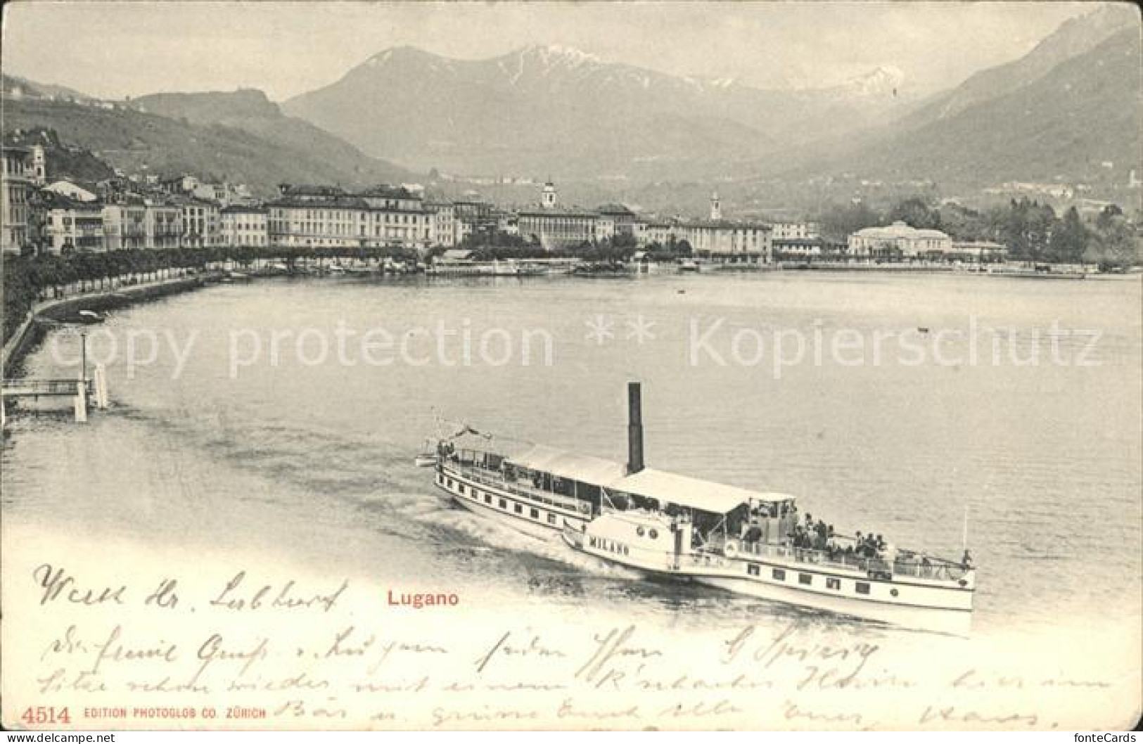 11742743 Lugano TI Panorama Faehrschiff Lugano - Autres & Non Classés