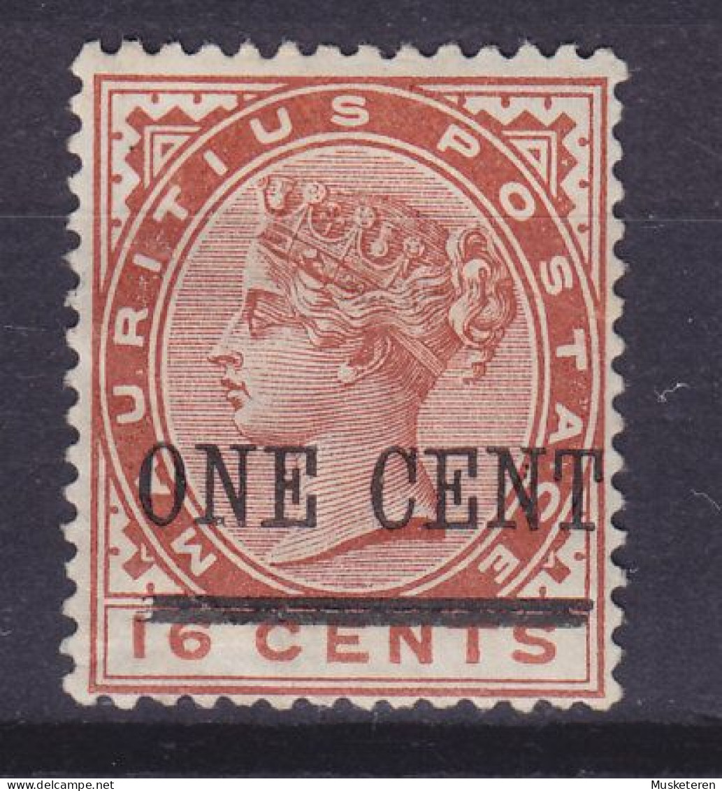Mauritius 1893 Mi. 79, 1 CENT /16c. Queen Victoria Overprinted Aufdruck ERROR Variety 'Broken Bars', MH* - Mauritius (...-1967)