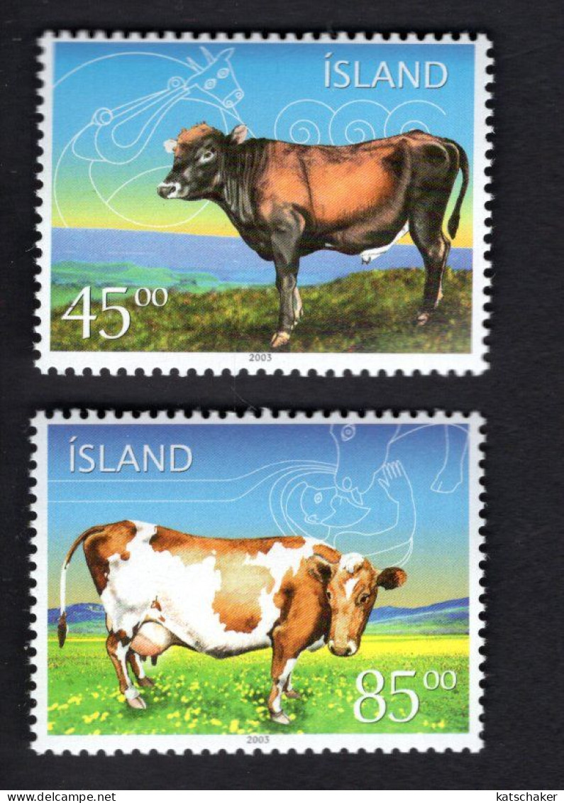 2022480077 2003 SCOTT 986 987 (XX)  POSTFRIS MINT NEVER HINGED - ICELANDIC CATTLE - BULL AND COW - Unused Stamps