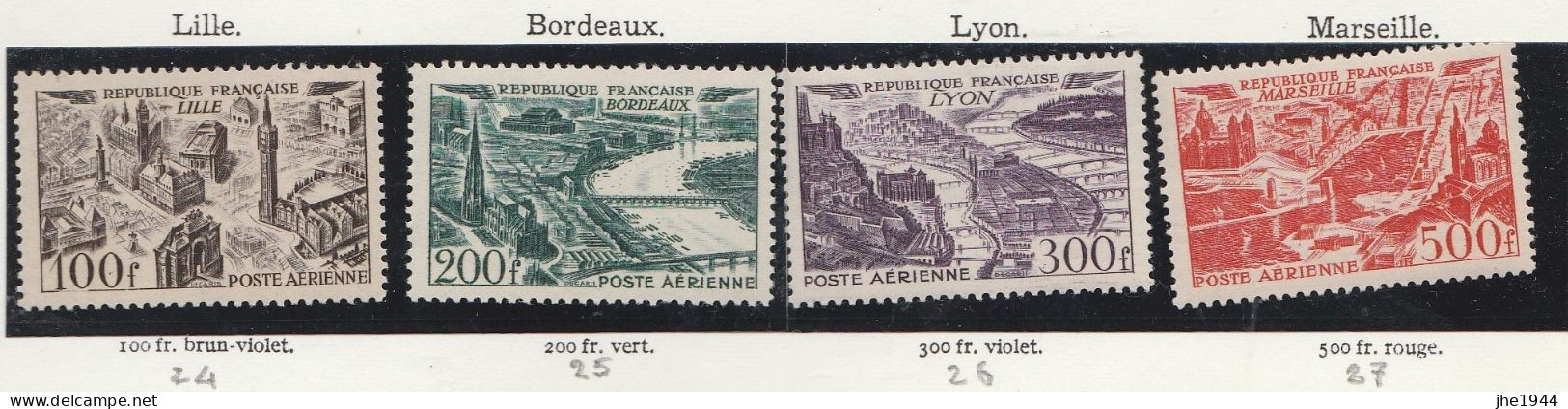 France Poste Aerienne N° 24 à 27** Série Vues Stylisées Des Grandes Villes - 1927-1959 Mint/hinged