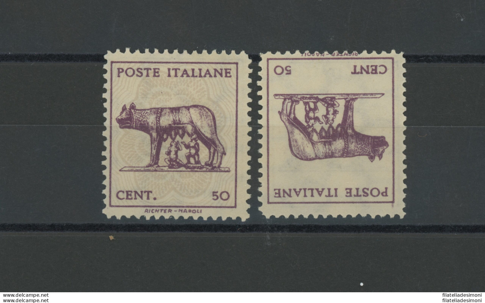 1943 LUOGOTENENZA, N° 515g 50c. Lilla E Grigio Lilla (*) STAMPA RECTO-VERSO - Ungebraucht