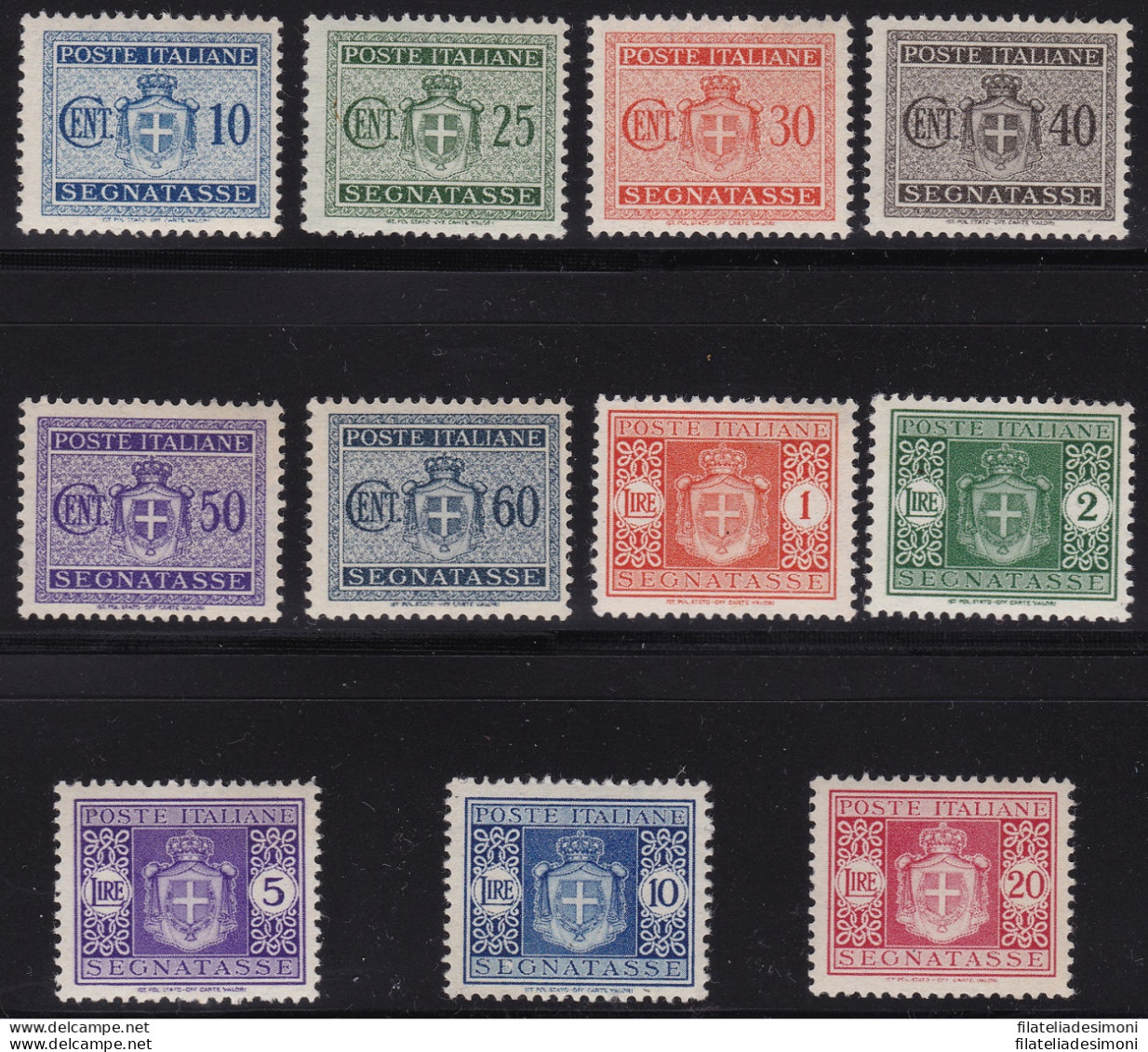 1945 LUOGOTENENZA, Tasse N° 86/96 Serie Di 11 Valori MNH/** - Mint/hinged