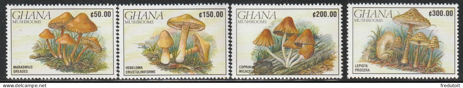GHANA - N°1158/61 ** (1990) Champignons - Ghana (1957-...)