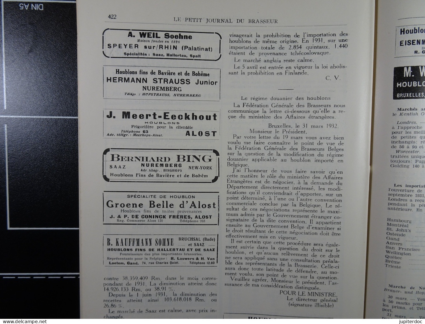 Le Petit Journal Du Brasseur N° 1670 De 1932 Pages 402 à 428 Brasserie Belgique Bières Publicité Matériel Brassage - 1900 - 1949