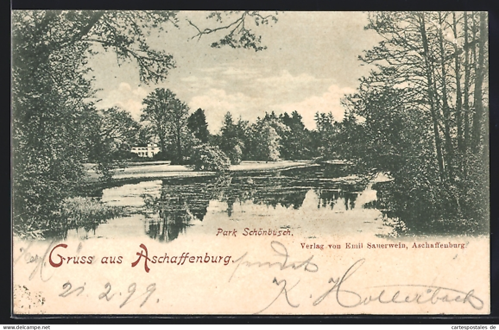 AK Aschaffenburg, Park Schönbusch Mit Teich  - Aschaffenburg