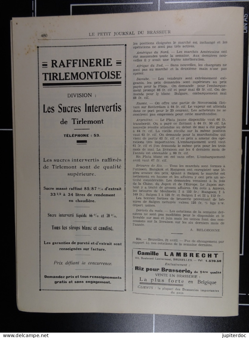 Le Petit Journal Du Brasseur N° 1672 De 1932 Pages 450 à 480 Brasserie Belgique Bières Publicité Matériel Brassage - 1900 - 1949