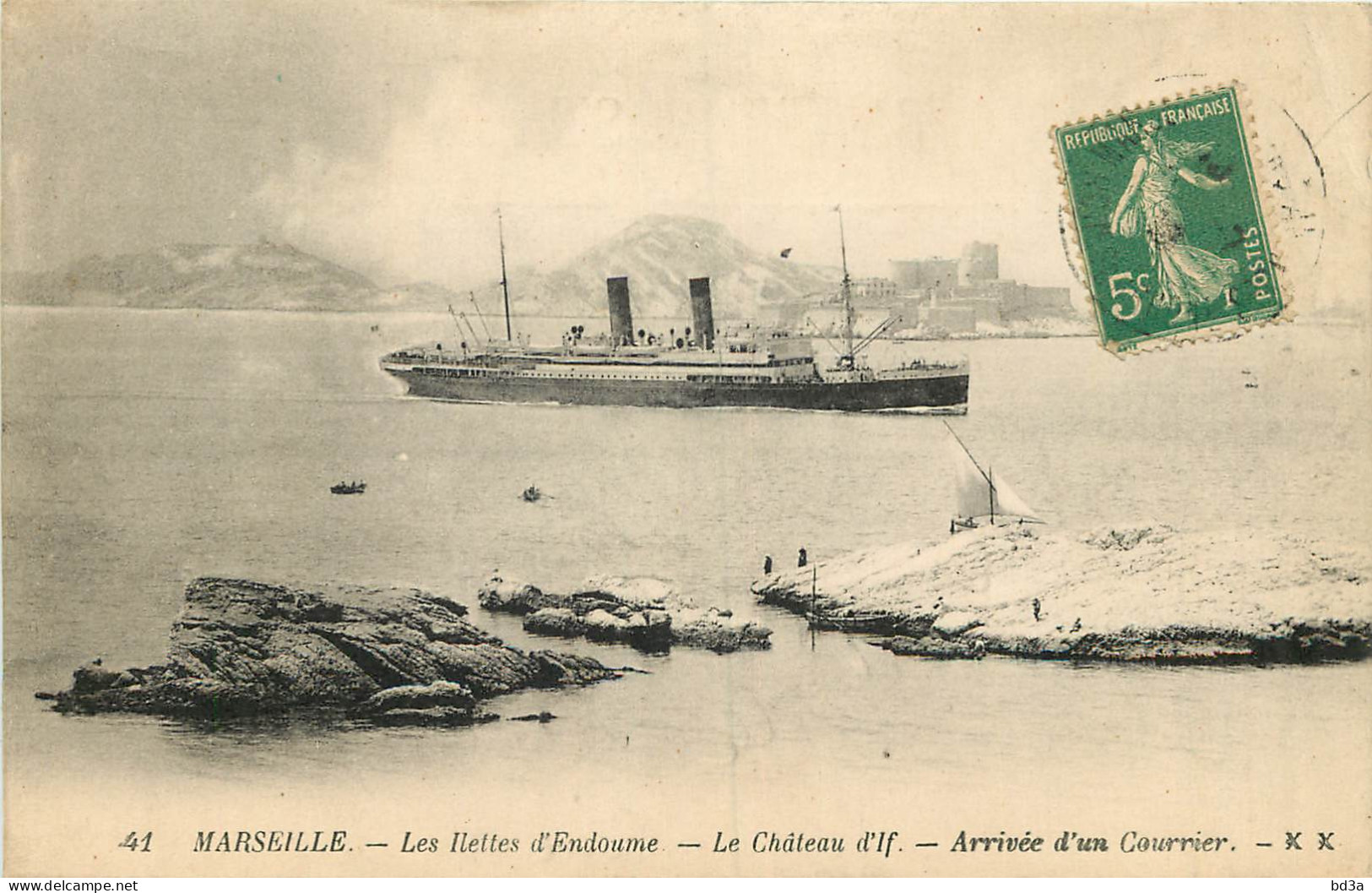 13 - MARSEILLE - LES ILETTES D'ENDOUME - LE CHATEAU D'IF - ARRIVEE D'UN COURRIER - Festung (Château D'If), Frioul, Inseln...