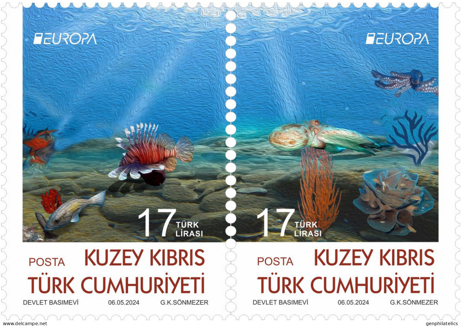 CYPRUS (Turkey) 2024 Europa CEPT. Underwater Fauna & Flora (Preorder) - Fine Set MNH - Ungebraucht