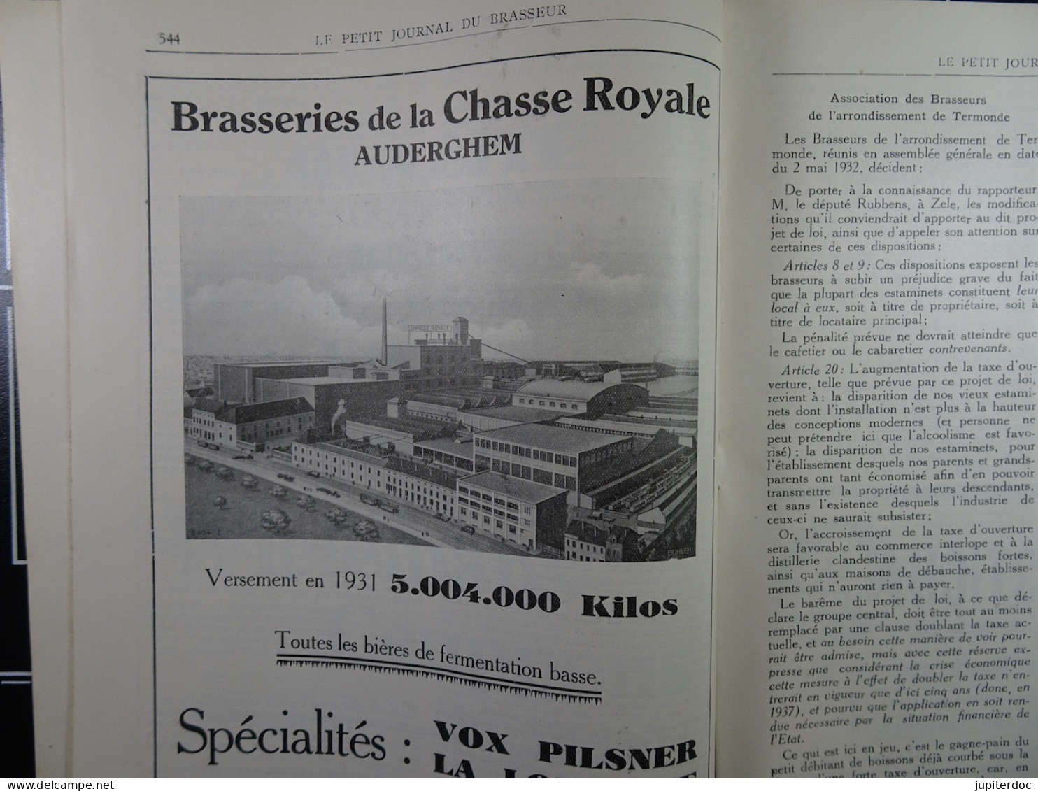 Le Petit Journal Du Brasseur N° 1675 De 1932 Pages 534 à 564 Brasserie Belgique Bières Publicité Matériel Brassage - 1900 - 1949